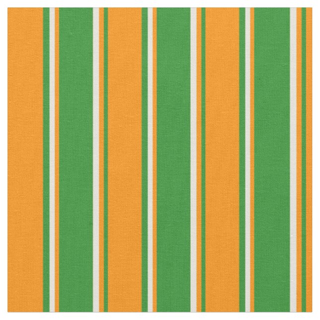 Forest Green, Dark Orange, and Beige Stripes Fabric (Close Up)