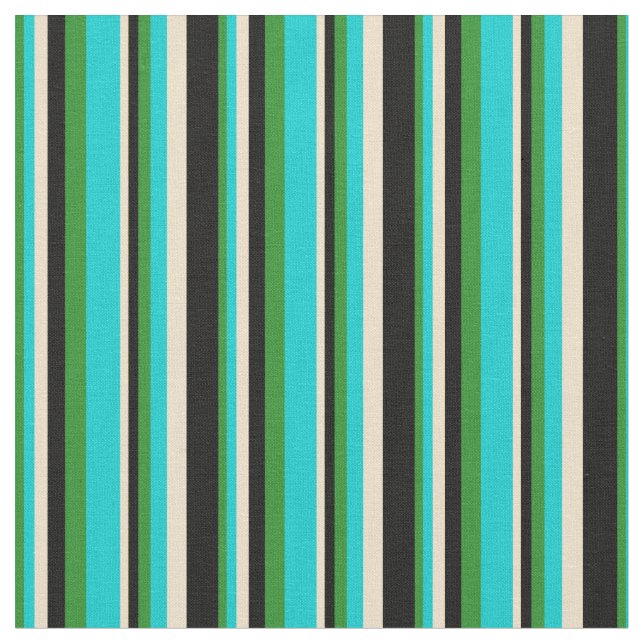 Forest Green, Dark Turquoise, Tan, and Black Fabric (Close Up)