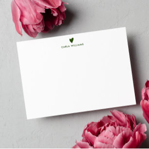 Forest Green Doodle Heart Formal Classic Family  Card