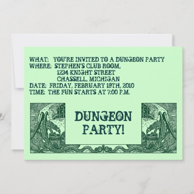 FOREST GREEN DRAGONS & DUNGEONS ~PARTY INVITATION! INVITATION (Front)