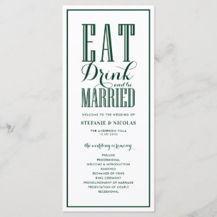 Forest Green Eat Drink and be Married Wedding Programme