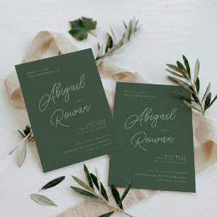 Forest Green Elegant Minimal Wedding Invitation