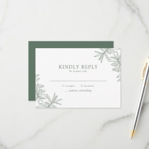 Forest Green Elegant Minimalist Botanical RSVP Card