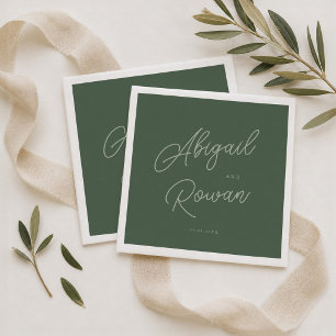 Forest Green Elegant Wedding Napkins