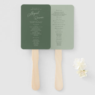 Forest Green Elegant Wedding Program Hand Fan