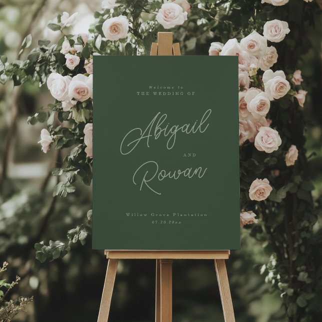 Forest Green Elegant Wedding Welcome Sign (Creator Uploaded)