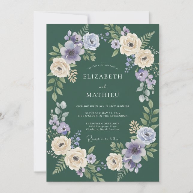 Forest Green Ethereal Woodland Wedding Invitation (Front)