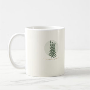 Forest Green Fern Leaves Minimalist Botanical Coffee Mug