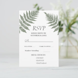 Forest Green Ferns Outdoors Wedding RSVP Card