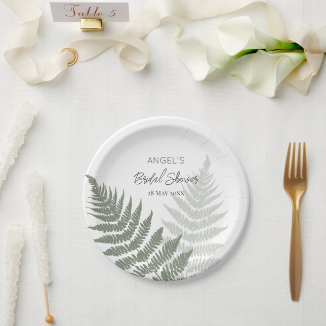Forest Green Ferns Wedding Paper Plate (Wedding)
