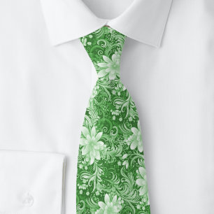 Forest Green Floral Batik Tie