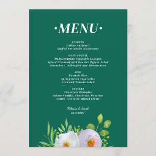 Forest Green Floral Printable Wedding menu 
