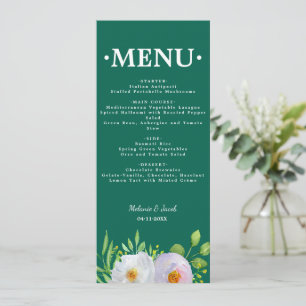Forest Green Floral Printable Wedding Menu Card