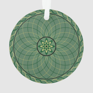 Forest Green Geometric Flower Ornament