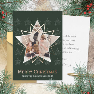 Forest Green Geometric Star Rose Gold Christmas