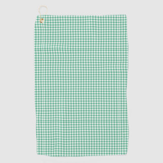 Forest Green Gingham Pattern Small Check Plaid Golf Towel