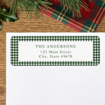 Forest Green Gingham Return Address