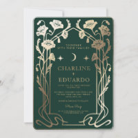 Forest Green & Gold Art Nouveau Photo Wedding 