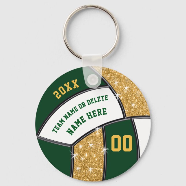 Forest Green, Gold Cheap Cute, Volleyball Goodies Key Ring (Front)