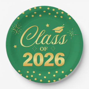 Forest Green Gold Class of 2026 Graduation Plates