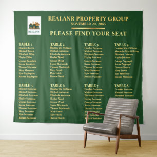 Forest Green Gold Corporate Seating Chart Logo Tapestry