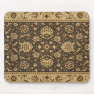 Forest green gold floral tapestry mouse pad