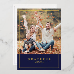 Forest green gold foil Thanksgiving family photo 