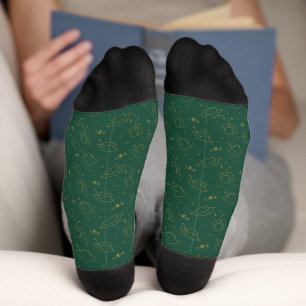 Forest Green & Gold Graduation Cap Toss Socks
