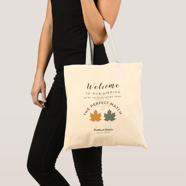 Forest Green Gold Nature Fall Wedding Welcome Tote Bag (Front (Product))