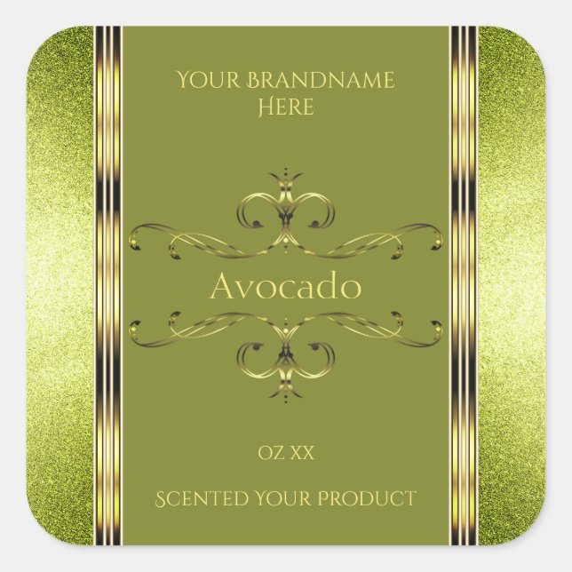 Forest Green Gold Product Labels Glitter Borders (Front)