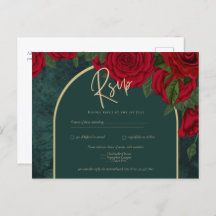 Forest Green Gold RED Roses Winter Wedding