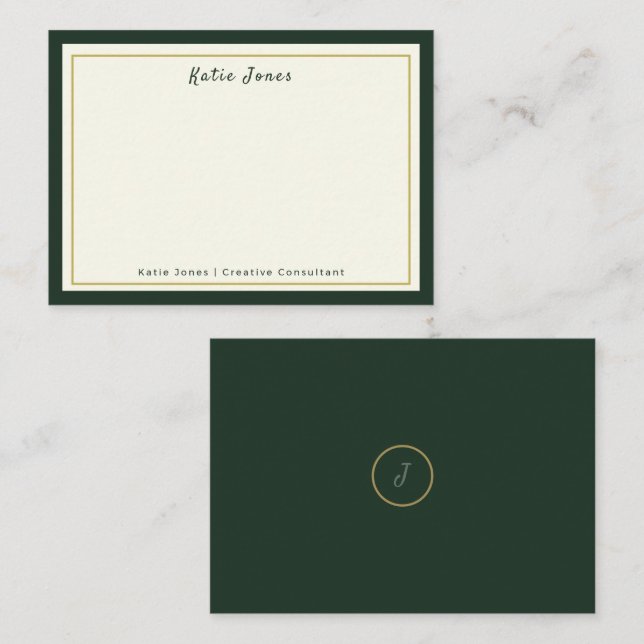 Forest Green Gold Signature Monogram Professional Card (Front/Back)