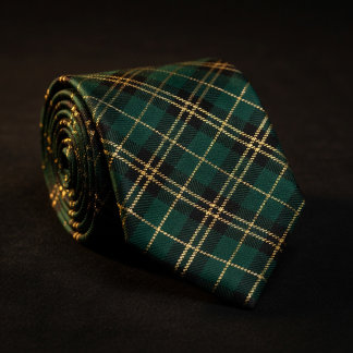 Forest Green & Gold Tartan Plaid Tie