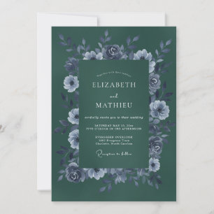 Forest Green Graceful Winter Wedding Invitation
