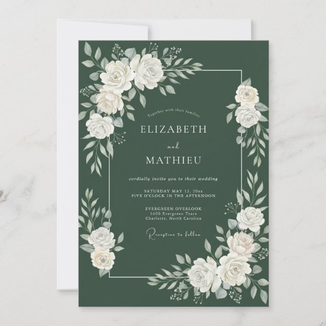 Forest Green Grand Winter Wedding Invitation (Front)