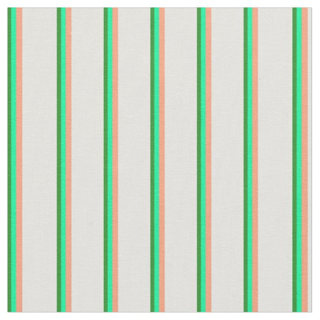 Forest Green, Green, Light Salmon & Light Cyan Fabric (Close Up)