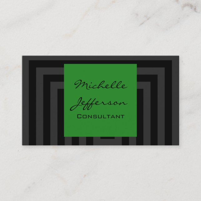 Forest green Grey Chic Contemporary Business Card (Front)
