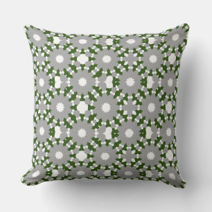 Forest Green Grey White Connected Circles Pattern Cushion