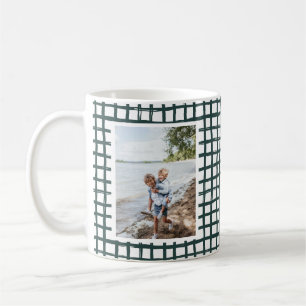 Forest Green Hand Drawn Plaid Pattern 2 Photo Coffee Mug