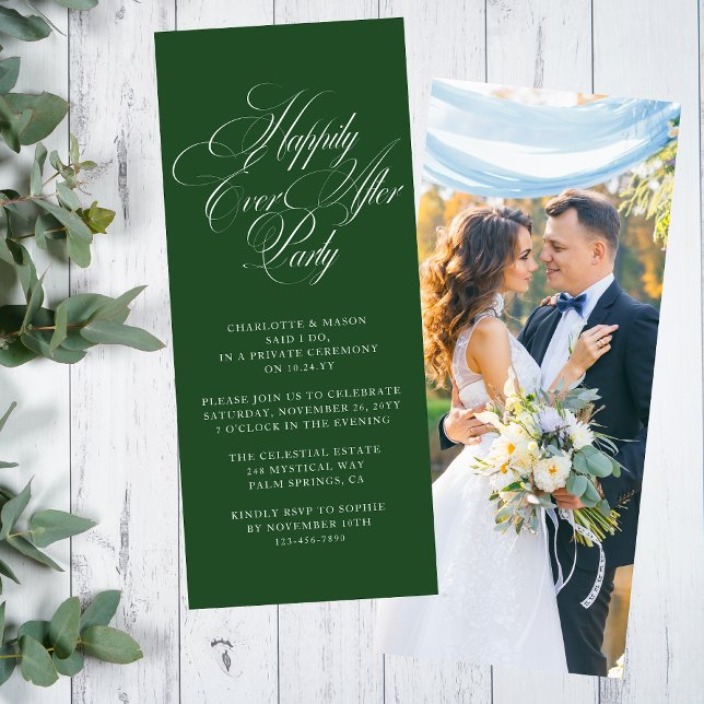 Forest Green Happily Ever After Reception Invitation (Creator Uploaded)