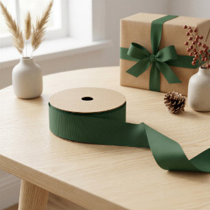Forest Green Holiday Gift Wrap Ribbon Grosgrain Ribbon