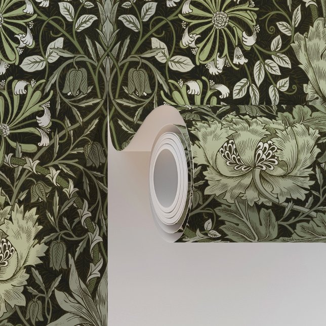 Forest Green Honeysuckle Pattern Peel & Stick Wallpaper (Creator Uploaded)