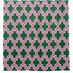 Forest Green Hot Pink White XL Moroccan #4DS Shower Curtain