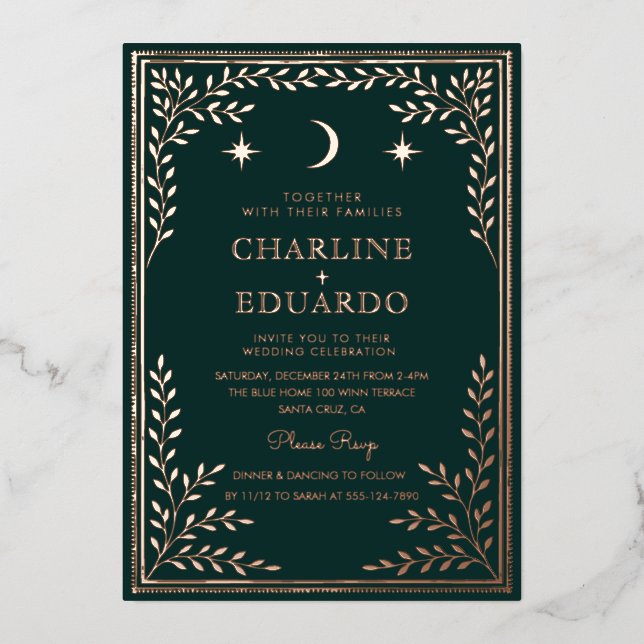 Forest Green  Ivy Ornament  Wedding  Invitation (Front)