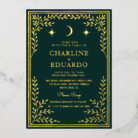 Forest Green  Ivy Ornament  Wedding  Invitation