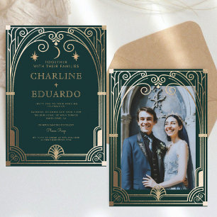 Forest Green  Ivy Ornament  Wedding  Invitation