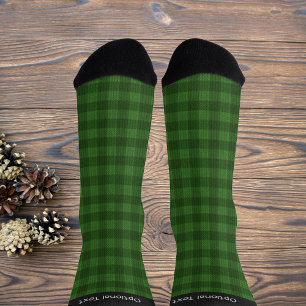 Forest Green Knitted Look - your name - chequered  Socks