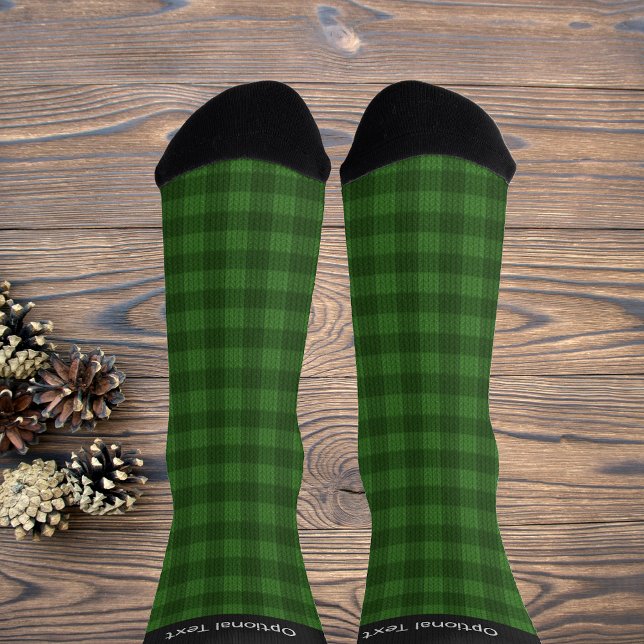 Forest Green Knitted Look - your name - chequered  Socks (Creator Uploaded)