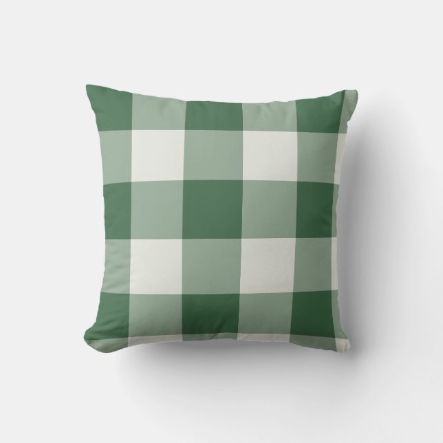 Forest Green Large Buffalo Check Gingham Cushion (Front)