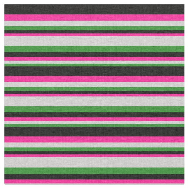 Forest Green, Light Grey, Deep Pink, and Black Fabric (Close Up)